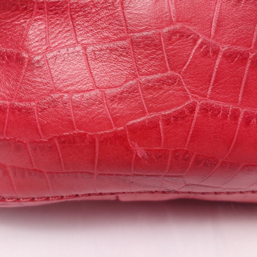 Makowsky Leather Handbag - Crocodile Embossed - Never Used - Color Salmon - Picture 3 of 7